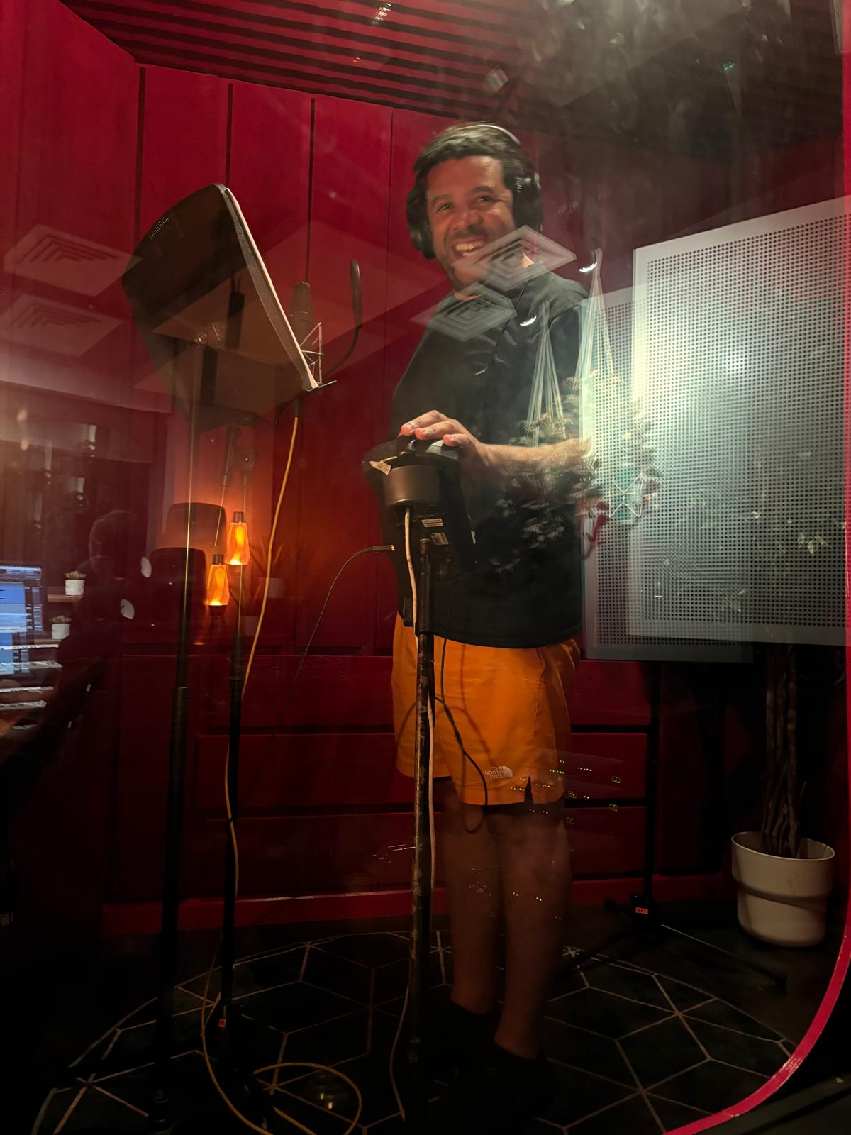 Wayne Cato recording in the studio